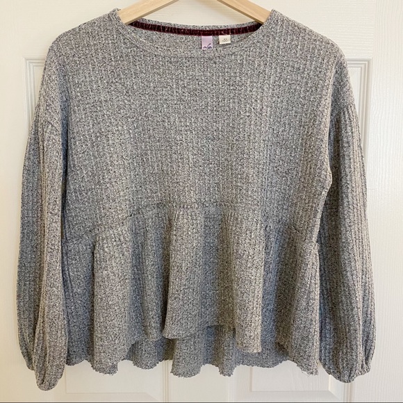 waffle knit peplum top